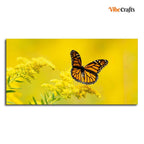 VIBECRAFTS Canvas Paintings for Living Room Drawing Room Monarch Butterfly On Yellow Flower Premium Canvas Wall Painting Fitted With Wooden Frame for Home | Office | Gift (PTVCH_2330)