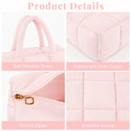 PALAY® Puffer Tote Bag with Zipper for Women Large Quilted Puffy Handbag with Cup Holder and Laptop Compartment for Work Traveling and Daily Use