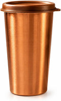 Pure Copper Tumbler with Lid, 500ml Copper Water Cup, 100% Pure Copper Drinking Glass, BPA-Free Leak-Proof Copper Mug for Office, Travel & Home, Ayurvedic Water Vessel, Reusable Eco-Friendly Drinkware