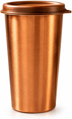 Pure Copper Tumbler with Lid, 500ml Copper Water Cup, 100% Pure Copper Drinking Glass, BPA-Free Leak-Proof Copper Mug for Office, Travel & Home, Ayurvedic Water Vessel, Reusable Eco-Friendly Drinkware