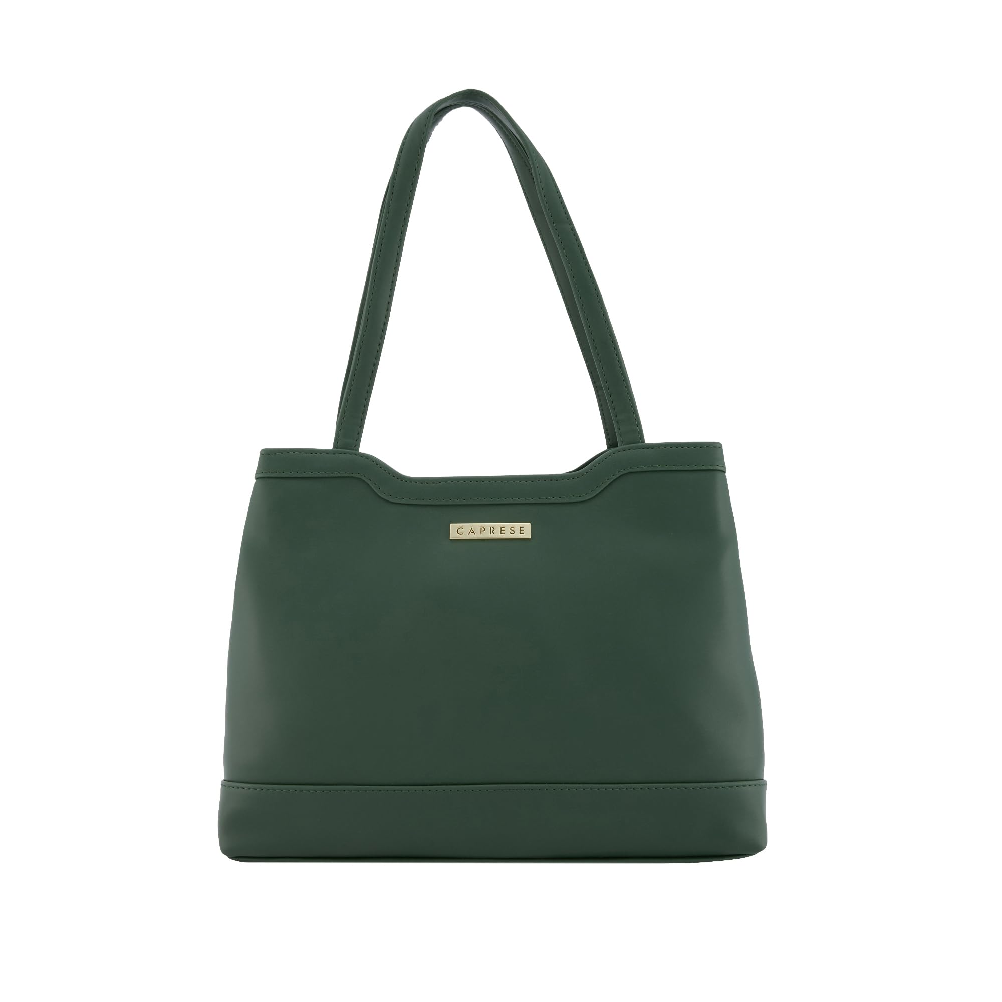 Caprese Kai Tote Large Shoulder Bag for Women | Solid Pattern | Faux Leather | Zipper Closure | Spacious Office & Travel Tote | Stylish Work Bag | Elegant Handbag for Daily Use (Olive Green)
