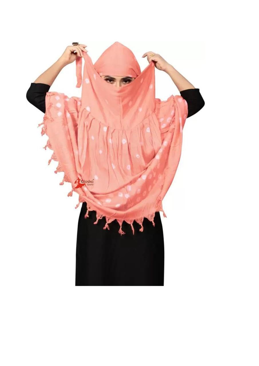 DHRUNA Cotton Long Scarf Cum Mask for Women & Girls | Breathable Bandhani Printed Cotton Scarf | Sun Protection Lightweight Face & Neck Cover for Driving, Travel & Daily Use