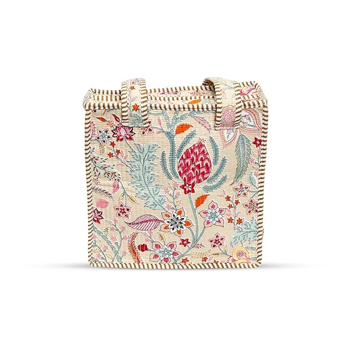 Quilted Tote Bag for Women, Multicolour Printed Handbag, Lightweight Shoulder Bag, Spacious Carryall Tote, Reusable Shopping Bag, Daily Use Travel Office College Handbag (Multicolor 8, 12 *12 In)