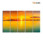 VIBECRAFTS Beautiful Sunset Horizon Five Pieces Canvas wall Painting For Home|Office|Living Room|Gift (PTVC5Pcs4_8589)