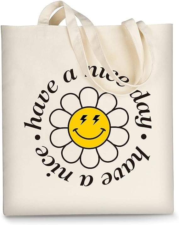 MyOrganicBag - Handmade Canvas Tote Bag Aesthetic, Reusable Organic Cloth Cotton Bags for School, Shopping, Beach, Grocery - Made in India