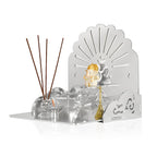 Fliptic Acrylic Wooden Temple with Om Symbol DIY|Wall-Mounted Pooja Mandir,Shining Finish for Home,Office,Shop|Wall Mounted Medium Size Wooden Temple|Colourful|Do It Yourself (Silver),25 cm,25.5 cm