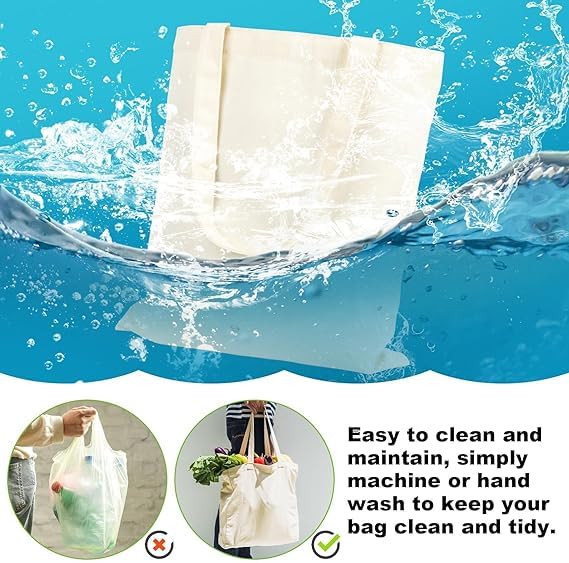 Riheesh Canvas Tote Bag - 4 PCS Cotton Canvas Reusable Grocery Shopping Blank Tote Bag with Handles for Crafts DIY, Gift, Advertising Promotion Activity