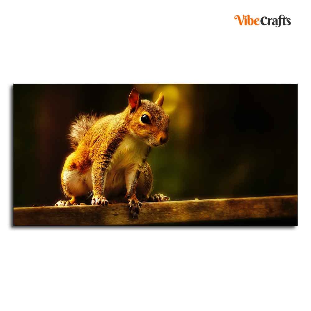 VIBECRAFTS Canvas Paintings for Living Room Drawing Room Squirrel In The Dark Forest Premium Wall Painting Fitted with Wooden Frame for Home | Office | Gift (PTVCH_2324)