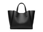PAVILONN Women Tote Bag PU Leather Office Shoulder Handbag, Large Capacity Black Top Handle Purse for Work, College, Shopping, Travel, Everyday Carry, Elegant Gift for Women