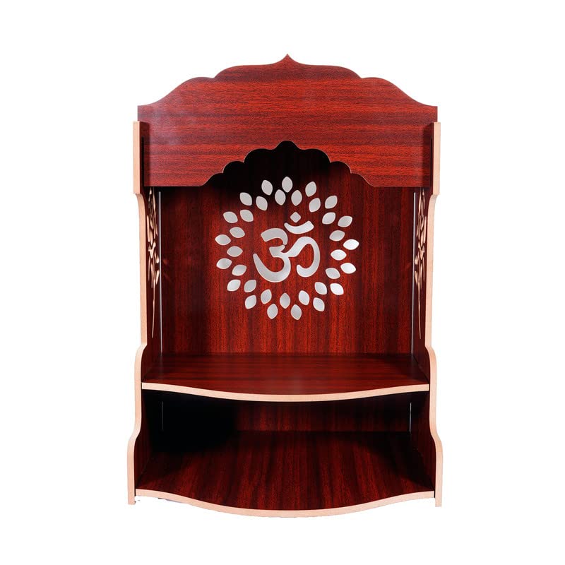 Beautiful Wooden Pooja Stand for Home/Mandir for Home/Temple for Home and Office/Puja Mandir for (Dark Brown_40 CM X 28 CM X 23 CM)
