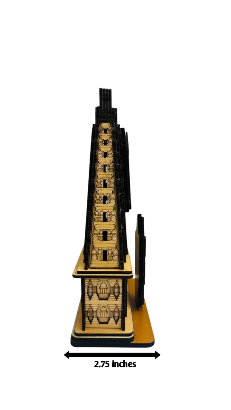 Thiruchendur Murugan Temple, Wooden Decorative Model, Traditional Hindu Temple Architecture Replica,8.5 x 5 x 2.75 inches.