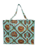 HOUSE OF GULAB Tote Bag for Women Stylish Canvas Handbag with Long Handle Inside Pocket Shoulder Bag Ladies Shopping College Office Travel Tote Bag for Girls Daily Use Fashion Bag (Sea Green & Brown)