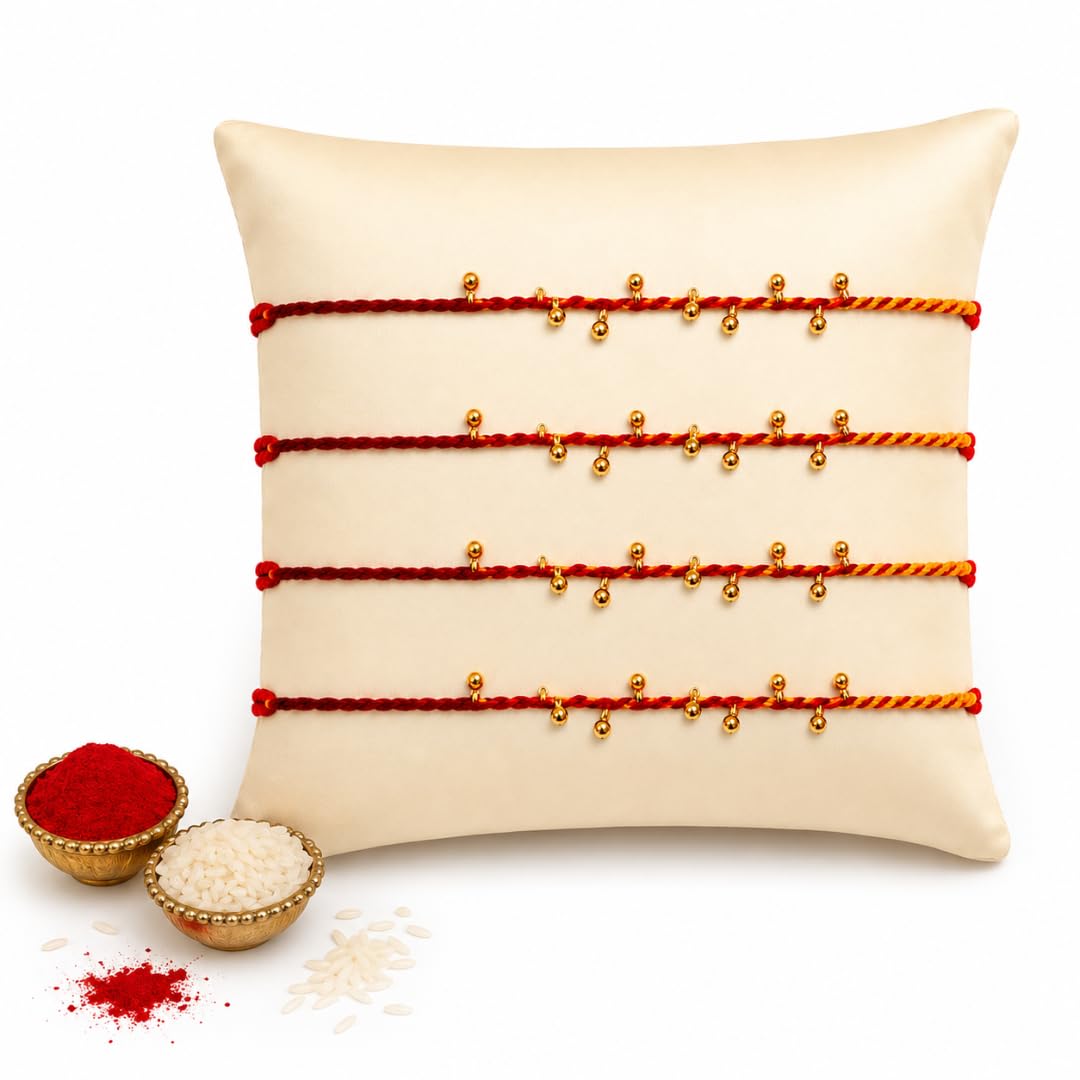 Elleva Handmade Mauli Dhaga Rakhi Set with Beads Pack of 6