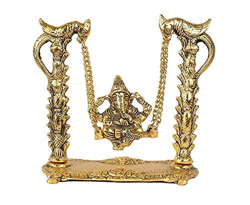 Prince Home Decor & Gifts Metal Lord Ganesha on Peacock Jhoola(Swing)