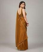 LADY SHOPI Women's Chiffon Solid Saree Fendy Chiffon Gold-GEM