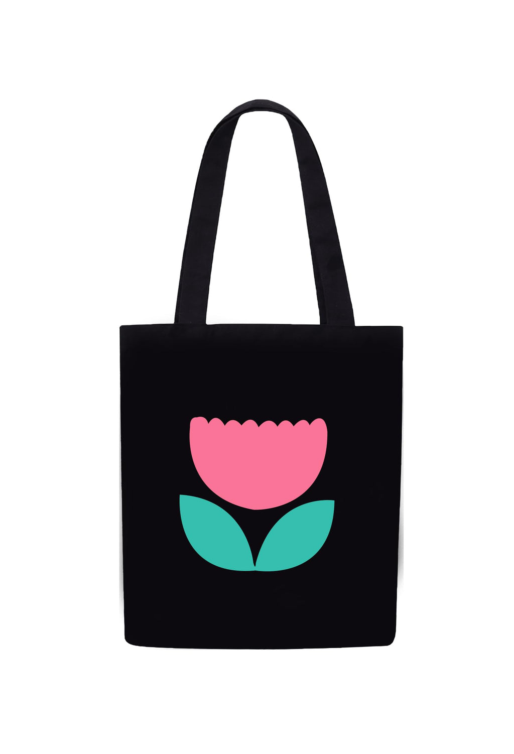 DOODLE Canvas Tote Bag for Women with Zip – Minimal Floral Tulip Printed Poly Cotton Shoulder Bag with Outer & Inner Zip Pocket for College, Office, Shopping & Travel