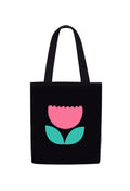 DOODLE Canvas Tote Bag for Women with Zip – Minimal Floral Tulip Printed Poly Cotton Shoulder Bag with Outer & Inner Zip Pocket for College, Office, Shopping & Travel
