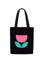 DOODLE Canvas Tote Bag for Women with Zip – Minimal Floral Tulip Printed Poly Cotton Shoulder Bag with Outer & Inner Zip Pocket for College, Office, Shopping & Travel
