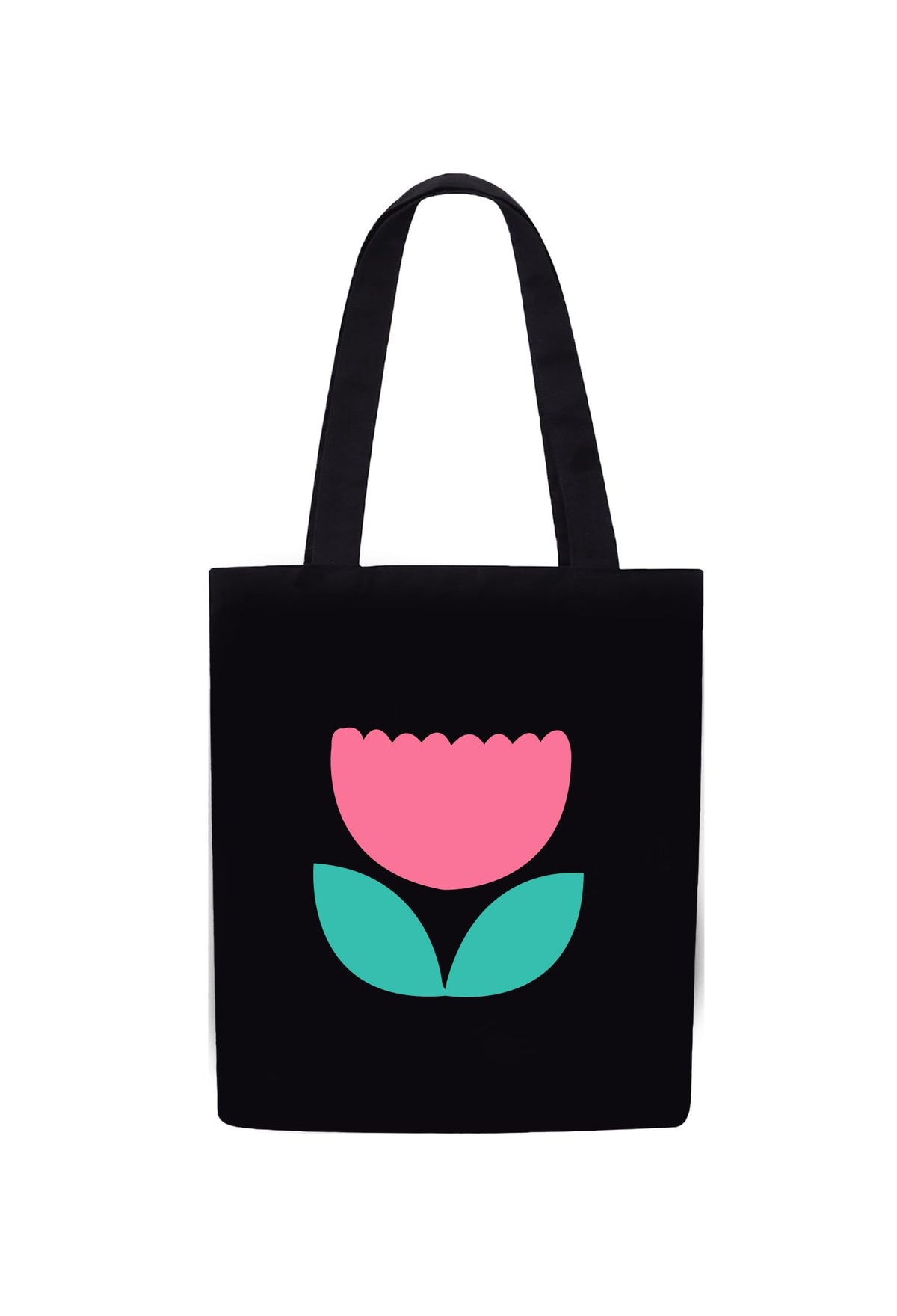 DOODLE Canvas Tote Bag for Women with Zip – Minimal Floral Tulip Printed Poly Cotton Shoulder Bag with Outer & Inner Zip Pocket for College, Office, Shopping & Travel