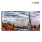 VIBECRAFTS Canvas Paintings for Living Room Drawing Room Eiffel Tower And Seine River Canvas Wall Painting Fitted With Wooden Frame For Home | Office | Living Room | Gift (PTVCH_2462)