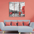 VIBECRAFTS 3 Pieces Beautiful View Of London Canvas Wall Painting Fitted With Wooden Frame For Home | Office | Living Room | Gifts (PTVC3Pcs1_9510)