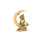 KridayKraft Lord Ganesha Sitting on Moon-Shaped Motif – Handcrafted Metal Ganpati Idol for Home Temple, Office Desk, Spiritual Décor & Auspicious Gifting on Festivals