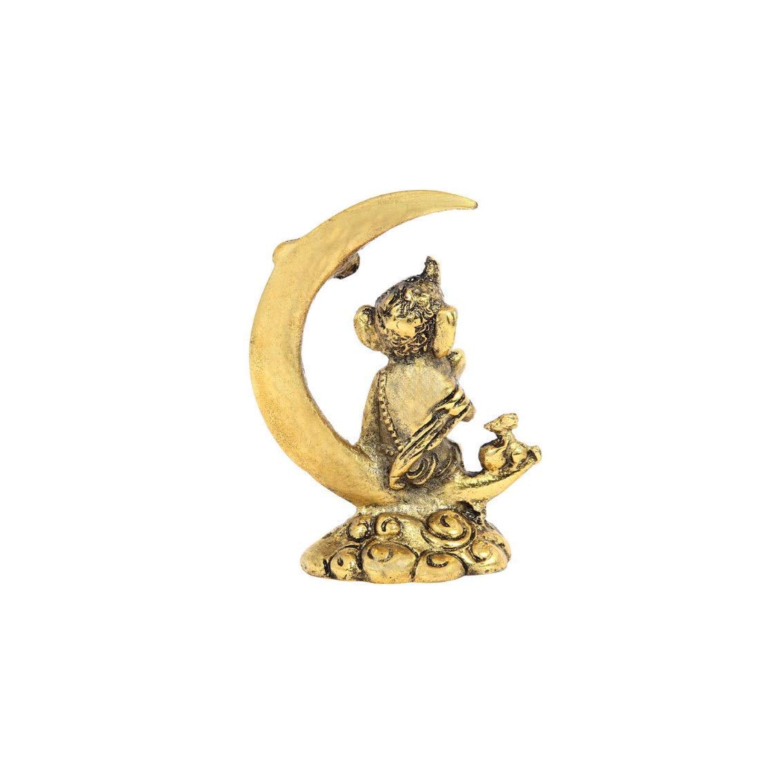 KridayKraft Lord Ganesha Sitting on Moon-Shaped Motif – Handcrafted Metal Ganpati Idol for Home Temple, Office Desk, Spiritual Décor & Auspicious Gifting on Festivals