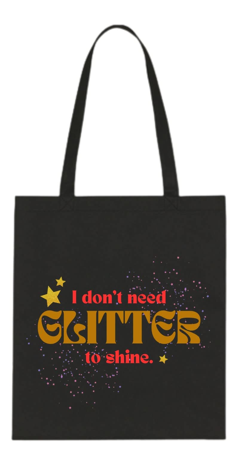 Delhi Printing Co.Glitter black tote bag |Strong Cotton Bag for Shopping | Canvas Tote Bag for Women & Girls | Stylish Cotton Handbags
