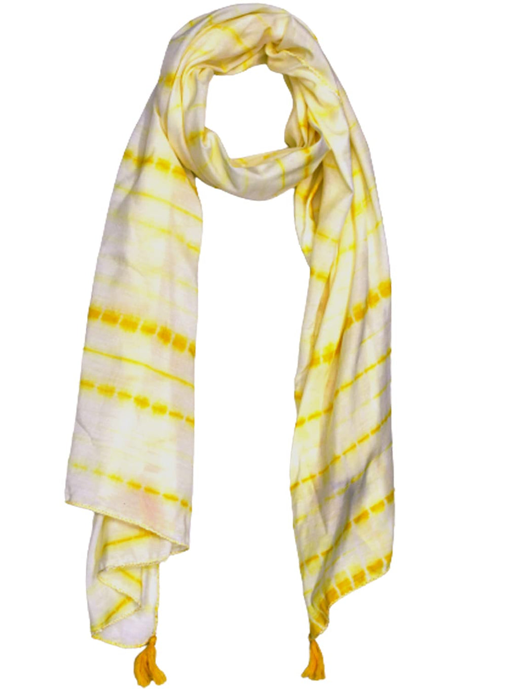 DESI BUTIK Appealing Muslin Tie-Dye Printed Lemon Yellow Everyday Light-weight Scarves/Stoles for Women SCARF97