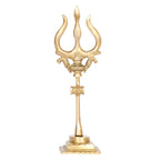 ARTVARKO Brass Shiva Shiv Bholenath Trishul Trident with Damru on Stand Show Piece Decoration Items for Temple Puja Home Decor Gift 7 Inch