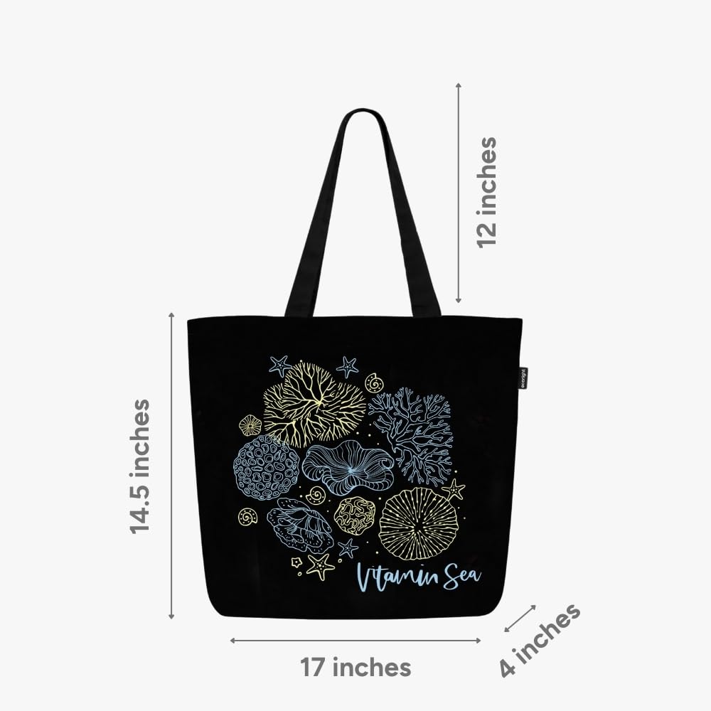 Eco Right Large Canvas Tote Bag for Women, Tote Handbags for Women with Zipper & Inner Pocket for College, Shopping, Office