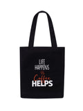 DOODLE Women Eco-Friendly Reusable Cotton Canvas Tote Bag | Inner & Outer Zip Pockets | Ideal for Travel, Shopping, College & Office Use | Caffine Shots, Black