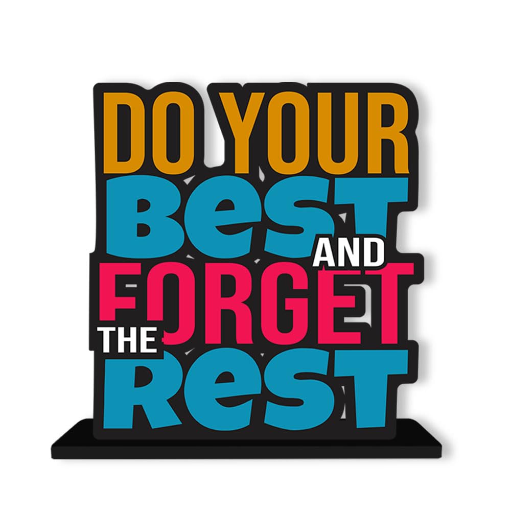 Artvibes Wooden Idols and Figurine Do Your Best and Forgot The Rest Motivational Quotes Table Decor for Office Desk Showpiece | Home Decoration Item | Living Room | Modern Gifting Items (Sp_1175N)