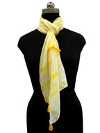 DESI BUTIK Appealing Muslin Tie-Dye Printed Lemon Yellow Everyday Light-weight Scarves/Stoles for Women SCARF97
