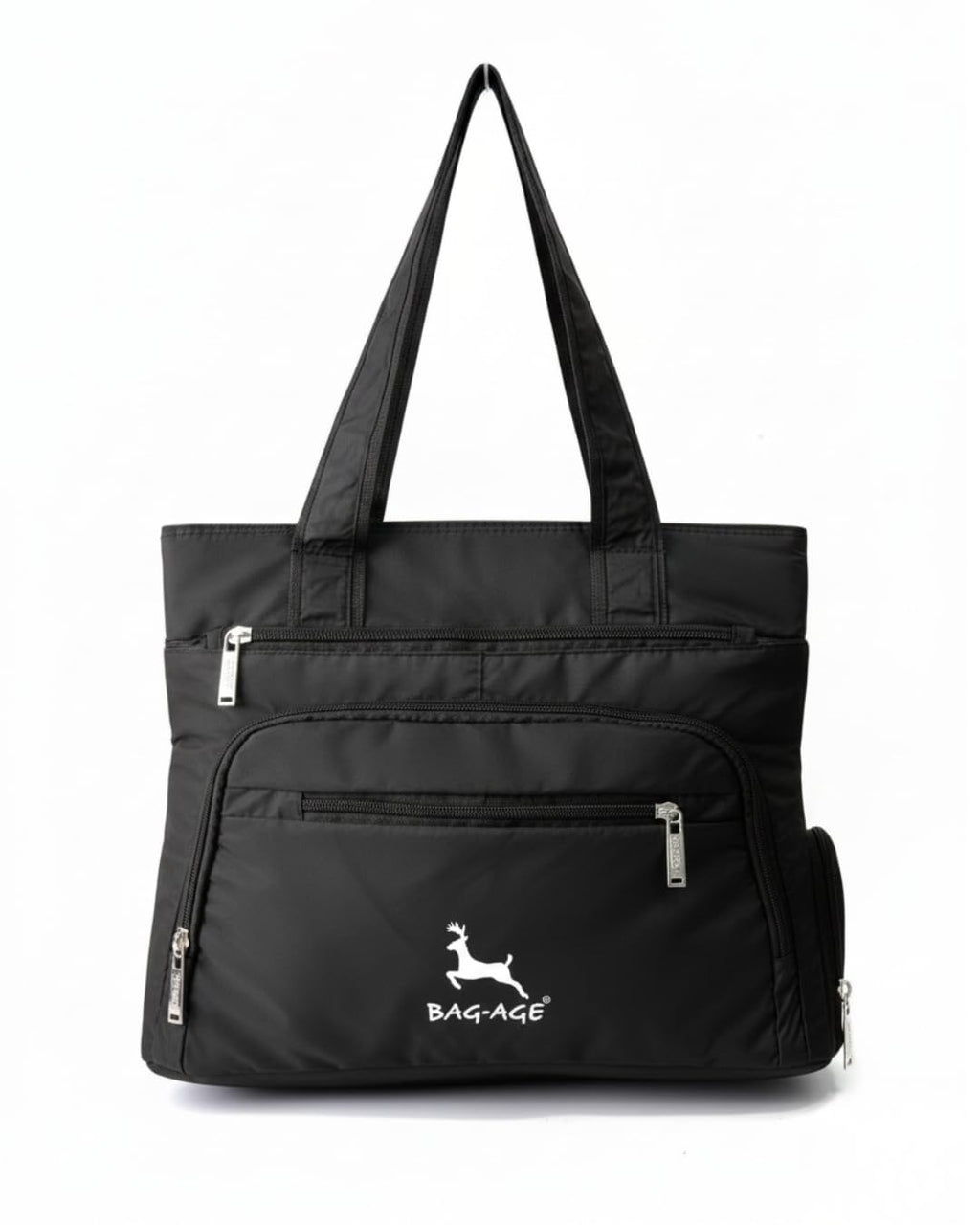 Bag-Age HB50 Tote Bag for Girls & Women | Water-Resistant Office Work Handbag with MultIple Compartments | Work, Travel & Daily Use (Black)