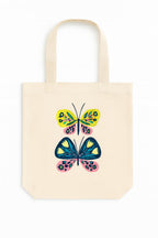 RAL Heavy Duty 400 GSM Cotton Canvas Tote Bag for Women | Printed Shoulder Bag for Office, College & Grocery | Reusable Eco-Friendly Shopping Tote (38 x 9 x 32 cm) (Butterfly Print)