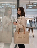 HARLY Kuruji Premium Reusable Tote Bag – Elegant Daily Use & Office Carry Bag with Sturdy Handles | Luxury Gift, Shopping, Work, Events & Everyday Essentials (Beige)