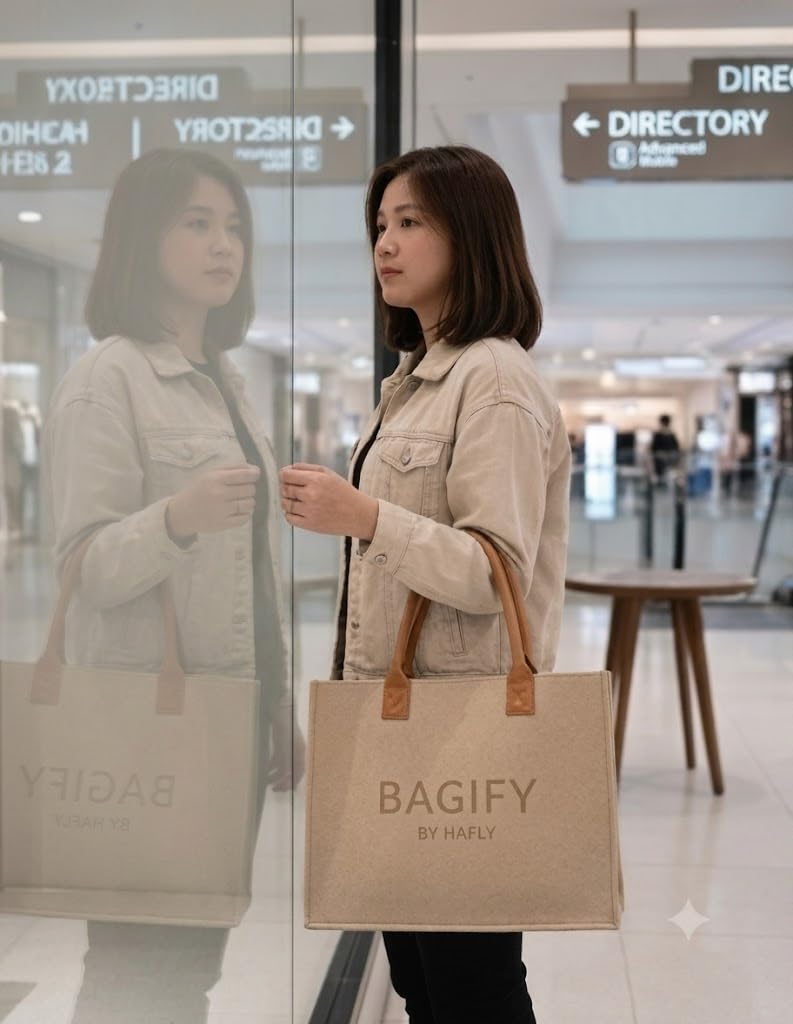 HARLY Kuruji Premium Reusable Tote Bag – Elegant Daily Use & Office Carry Bag with Sturdy Handles | Luxury Gift, Shopping, Work, Events & Everyday Essentials (Beige)