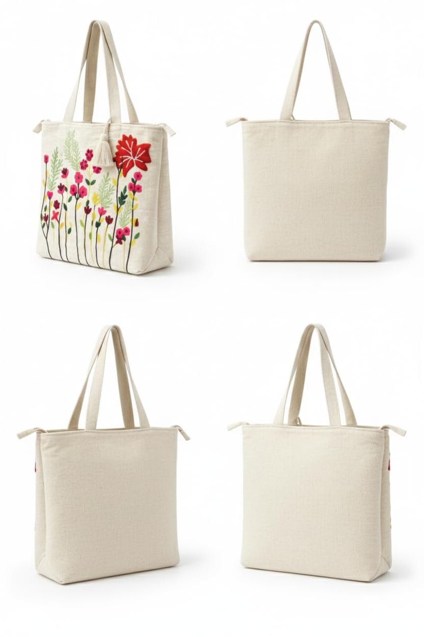 OLL OO LA LA BEAUTY Canvas Tote Bag for Women | Tote Bag | Pinterest Shoulder Bag | Cotton Shoulder Bag | Boho Tote Bags | Casual Daily Use Handbag for Office, College, Shopping & Travel - DGSN-07
