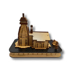 HaridwarDivine Wooden Hand Carved 3D Mini Shri Kedarnath Temple, Brown with Attached Nandi Maharaj and Trishul for Temple, Cardashboard, Gifting