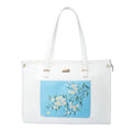 Strokes by Namrata Mehta Box Tote Bag for Women | Fits 16 Laptop | Large Tote Bag For Office Use and Work | Vegan Leather (Periwinkle Blue and White Box Tote Bag)