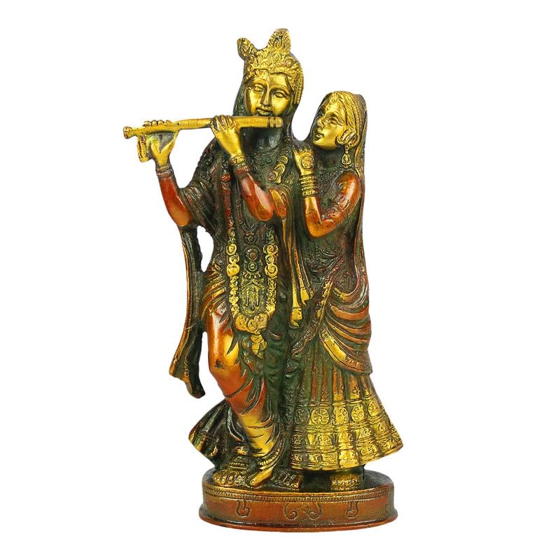 SVARUP Brass Radh Krishna Idol in Multicolor Height 8 Inch
