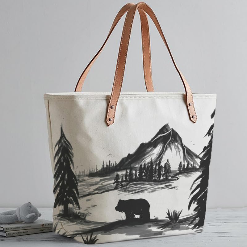 The Purple Tree Oversized Tote Bag For Women, White, 43.3 cm x 30 cm x 13 cm, Canvas with Faux Leather Handles, Zip Closure, 10 kg Capacity, Perfect for Travel, Shopping, or Gifts