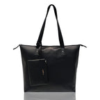 Aquatan Women's Back To Work Tote Bag With Wallet Pouch (Black Solid)