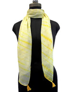 DESI BUTIK Appealing Muslin Tie-Dye Printed Lemon Yellow Everyday Light-weight Scarves/Stoles for Women SCARF97