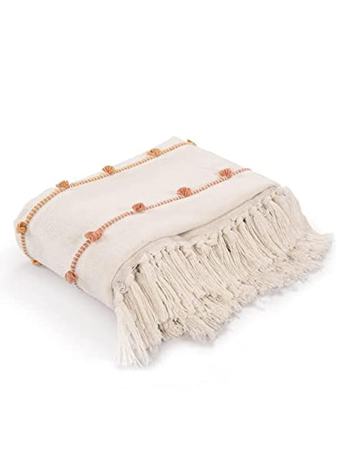 SASHAA WORLD Multicolour Striped Comfort Cotton Throw | Cozy & Stylish Blanket | Ideal for Sofa, Bed, Chair & Living Room | Natural & Beige | 125 x 150 cm Kafalo