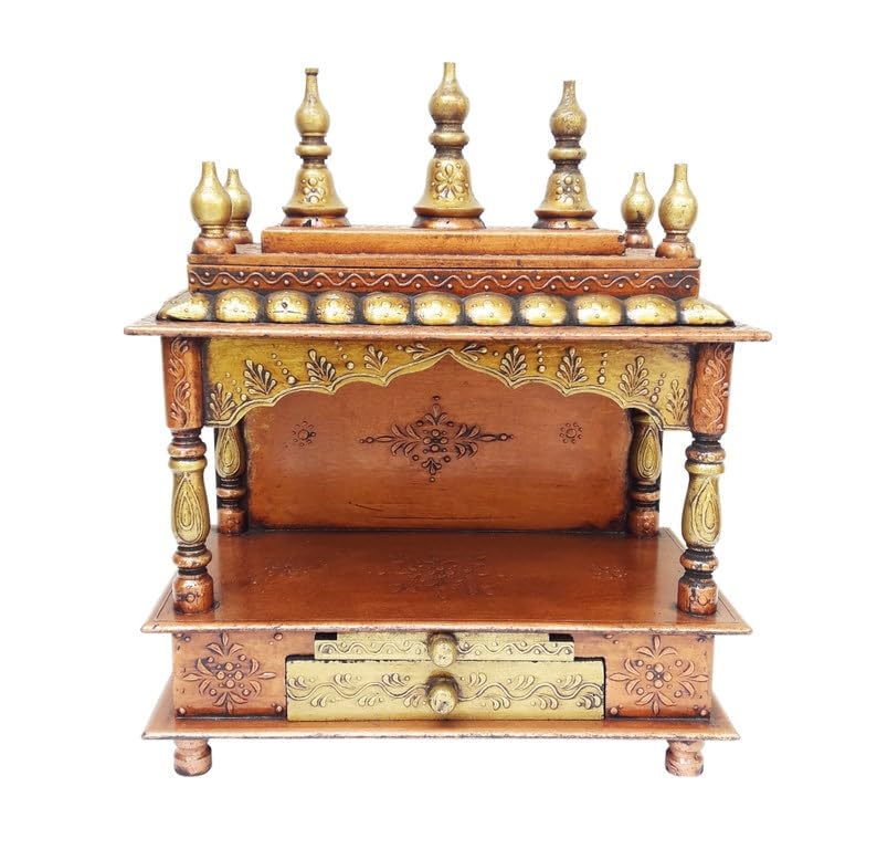 Wood To Cart Beautiful MDF Wooden Temple/Pooja Mandir for Home and Office/Wall Mounted Temple/Puja Stand (Copper-15x8x18 inches)