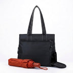 Bag-Age HB55 Tote Handbag for Girls & Women, Water Resistant Office Work Bag with Umbrella Pocket, Large Capacity Shoulder Bag for Work, Travel & Daily Use (Black)