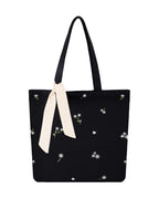 MASQ Premium ToteBag for Women with Zipper | Embroidered Foldable Shoulder Bag with Multiple Pockets | Spacious Handbag for College & Office | Eco-Friendly & Reusable
