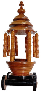 Thenkumari Miniature Chariot for Pooja Room & Home Decor Handcrafted Wooden Temple Car - Decorative Showpiece for Pooja & Home (18 X 18 X 42 CM)